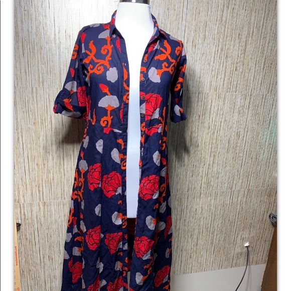 Bombay & Paisley Button Front Floral Shirtdress XSmall Womens - Picture 2 of 14